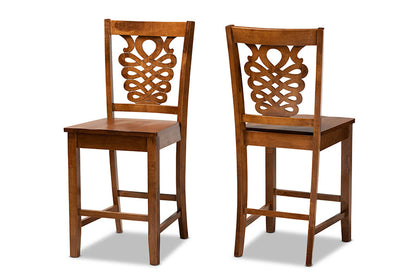 Baxton Studio Gervais Modern and Contemporary Transitional Walnut Brown Finished Wood 2-Piece Counter Stool Set