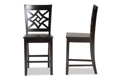 Baxton Studio Nicolette Modern and Contemporary Transitional Dark Brown Finished Wood 2-Piece Counter Stool Set