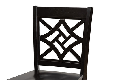 Baxton Studio Nicolette Modern and Contemporary Transitional Dark Brown Finished Wood 2-Piece Counter Stool Set