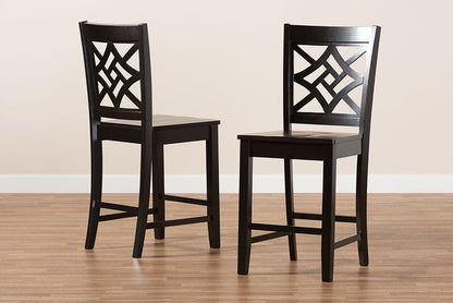 Baxton Studio Nicolette Modern and Contemporary Transitional Dark Brown Finished Wood 2-Piece Counter Stool Set