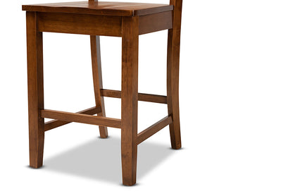 Baxton Studio Nicolette Modern and Contemporary Transitional Walnut Brown Finished Wood 2-Piece Counter Stool Set
