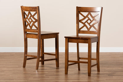 Baxton Studio Nicolette Modern and Contemporary Transitional Walnut Brown Finished Wood 2-Piece Counter Stool Set
