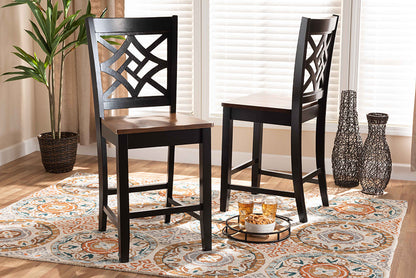 Baxton Studio Nicolette Modern and Contemporary Two-Tone Dark Brown and Walnut Brown Finished Wood 2-Piece Counter Stool Set