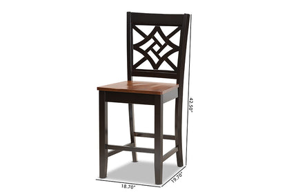 Baxton Studio Nicolette Modern and Contemporary Two-Tone Dark Brown and Walnut Brown Finished Wood 2-Piece Counter Stool Set