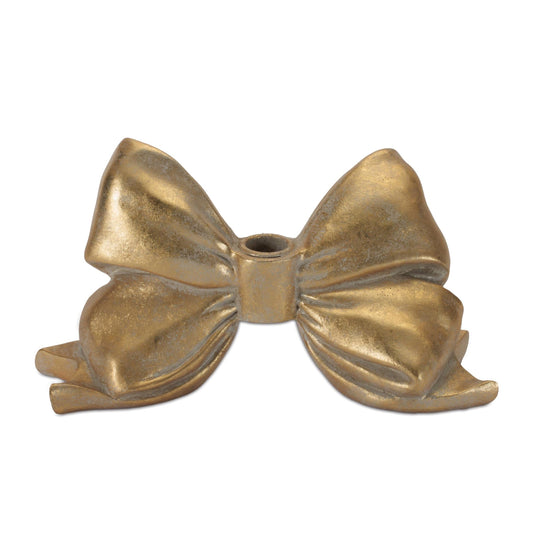 Sculpted Bow Taper Candle Holder 5"H