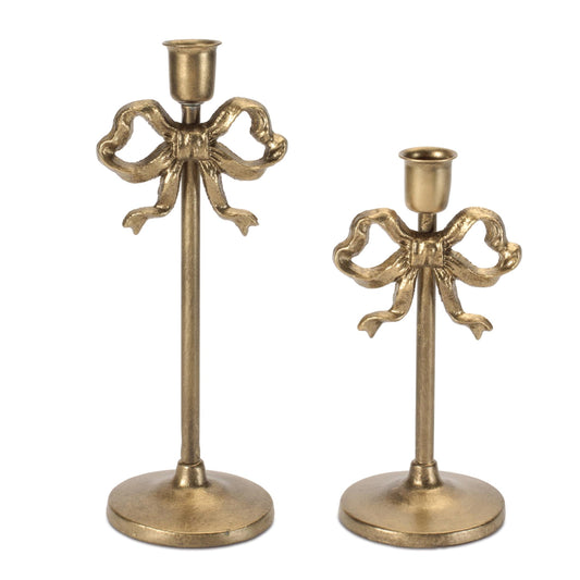 Sculpted Bow Taper Candle Holder (Set of 2)