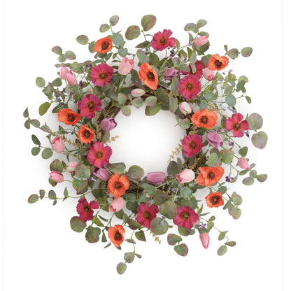 Poppy & Tulip Floral Wreath 22"D