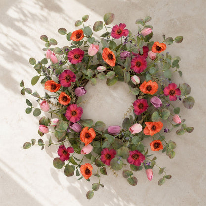Poppy & Tulip Floral Wreath 22"D