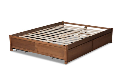 Baxton Studio Yara Modern and Contemporary Walnut Brown Finished Wood Queen Size 4-Drawer Platform Storage Bed Frame