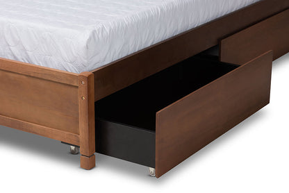 Baxton Studio Yara Modern and Contemporary Walnut Brown Finished Wood Full Size 4-Drawer Platform Storage Bed Frame