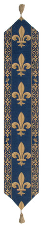 Fleur De Lys Blue V European Table Runners