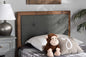 Baxton Studio Abner Modern and Contemporary Transitional Dark Grey Fabric Upholstered and Walnut Brown Finished Wood Twin Size Headboard