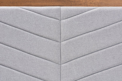 Baxton Studio Iden Modern and Contemporary Light Grey Fabric Upholstered and Walnut Brown Finished Wood Twin Size Headboard