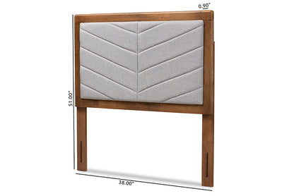Baxton Studio Iden Modern and Contemporary Light Grey Fabric Upholstered and Walnut Brown Finished Wood Twin Size Headboard