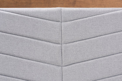 Baxton Studio Iden Modern and Contemporary Light Grey Fabric Upholstered and Walnut Brown Finished Wood Full Size Headboard