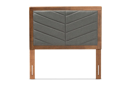 Baxton Studio Iden Modern and Contemporary Dark Grey Fabric Upholstered and Walnut Brown Finished Wood Twin Size Headboard