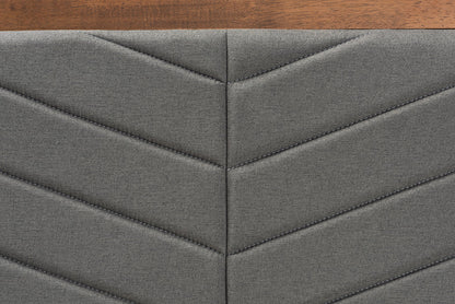 Baxton Studio Iden Modern and Contemporary Dark Grey Fabric Upholstered and Walnut Brown Finished Wood Twin Size Headboard