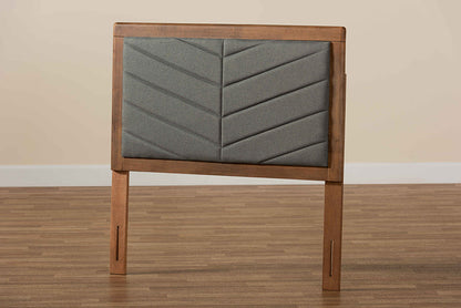 Baxton Studio Iden Modern and Contemporary Dark Grey Fabric Upholstered and Walnut Brown Finished Wood Twin Size Headboard