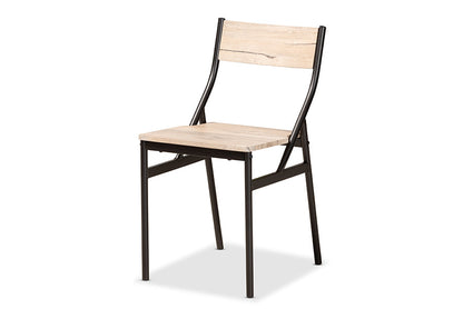 Baxton Studio Carmen Modern and Contemporary Oak Brown Finished Wood and Dark Brown Metal 5-Piece Dining Set