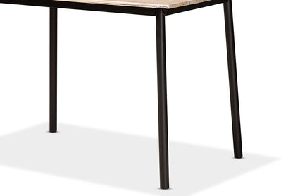 Baxton Studio Carmen Modern and Contemporary Oak Brown Finished Wood and Dark Brown Metal 5-Piece Dining Set