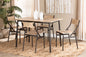 Baxton Studio Carmen Modern and Contemporary Oak Brown Finished Wood and Dark Brown Metal 5-Piece Dining Set