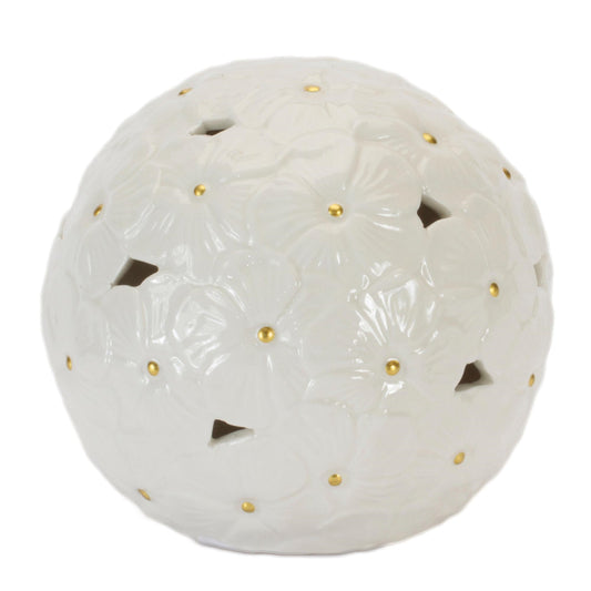 Floral Embossed Ceramic Orb (Set of 2)