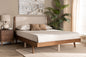 Baxton Studio Senna Mid-Century Modern Beige Fabric Upholstered and Walnut Brown Finished Wood Full Size Platform Bed