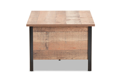 Baxton Studio Vaughan Modern and Contemporary Two-Tone Rustic Oak Brown and Black Finished Wood Coffee Table
