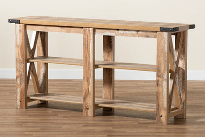 Baxton Studio Angelo Modern and Contemporary Rustic Oak Brown Finished Wood Console Table