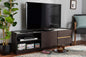 Baxton Studio Walker Modern and Contemporary Dark Brown and Gold Finished Wood TV Stand with Faux Marble Top