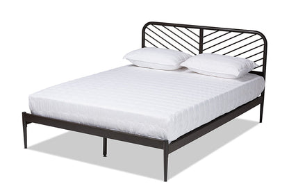 Baxton Studio Dora Modern and Contemporary Industrial Black Finished Metal Queen Size Platform Bed