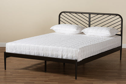 Baxton Studio Dora Modern and Contemporary Industrial Black Finished Metal Queen Size Platform Bed