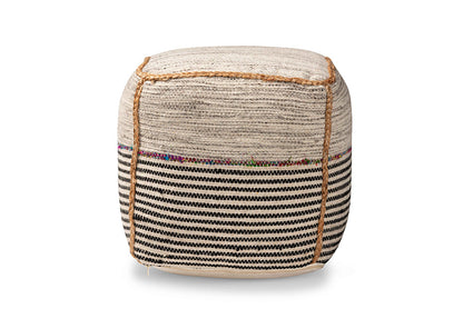 Baxton Studio Arta Modern and Contemporary Bohemian Multi-Colored Handwoven Wool Blend Pouf Ottoman