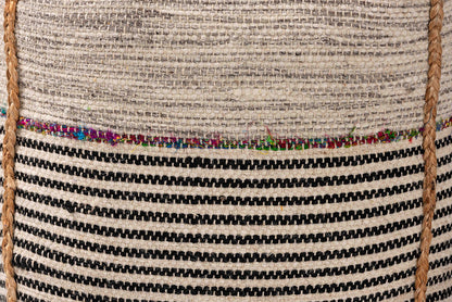 Baxton Studio Arta Modern and Contemporary Bohemian Multi-Colored Handwoven Wool Blend Pouf Ottoman