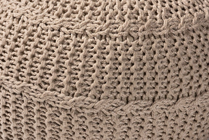 Baxton Studio Palmas Modern and Contemporary Bohemian Beige Handwoven Pet Yarn Pouf Ottoman