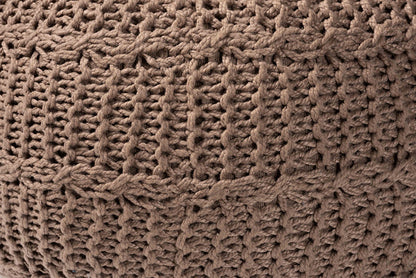 Baxton Studio Palmas Modern and Contemporary Bohemian Taupe Handwoven Pet Yarn Pouf Ottoman