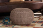 Baxton Studio Palmas Modern and Contemporary Bohemian Taupe Handwoven Pet Yarn Pouf Ottoman