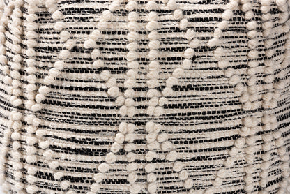 Baxton Studio Sentir Modern and Contemporary Moroccan Inspired Ivory and Black Handwoven Wool Blend Pouf Ottoman
