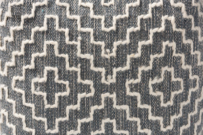 Baxton Studio Benjamin Modern and Contemporary Bohemian Grey and Ivory Handwoven Cotton Blend Pouf Ottoman