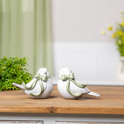 Bird Figurine with Bow (Set of 4)