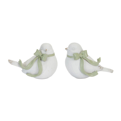 Bird Figurine with Bow (Set of 4)