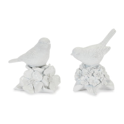 Bird on Floral Pedestal Figurines (Set of 2)