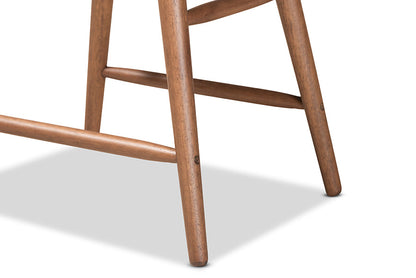 Baxton Studio Sagira Modern and Contemporary Transitional Navy Blue Velvet Fabric Upholstered and Walnut Brown Finished Wood 2-Piece Counter Stool Set