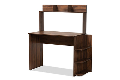 Baxton Studio Garnet Modern and Contemporary Walnut Brown Finished Wood Desk with Shelves