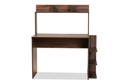 Baxton Studio Garnet Modern and Contemporary Walnut Brown Finished Wood Desk with Shelves