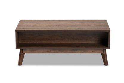 Baxton Studio Hartman Mid-Century Modern Walnut Brown Finished Wood Coffee Table