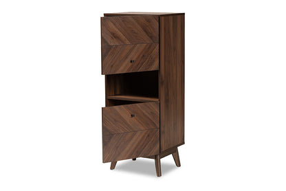 Baxton Studio Hartman Mid-Century Modern Walnut Brown Finished Wood Storage Cabinet