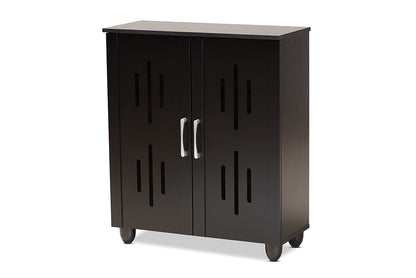 Baxton Studio Renley Modern and Contemporary Espresso Brown Finished Wood 2-Door Shoe Storage Cabinet