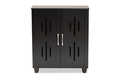 Baxton Studio Renley Modern and Contemporary Espresso Brown Finished Wood 2-Door Shoe Storage Cabinet
