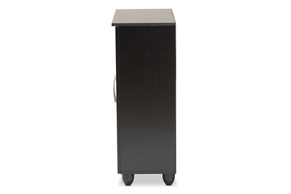 Baxton Studio Renley Modern and Contemporary Espresso Brown Finished Wood 2-Door Shoe Storage Cabinet